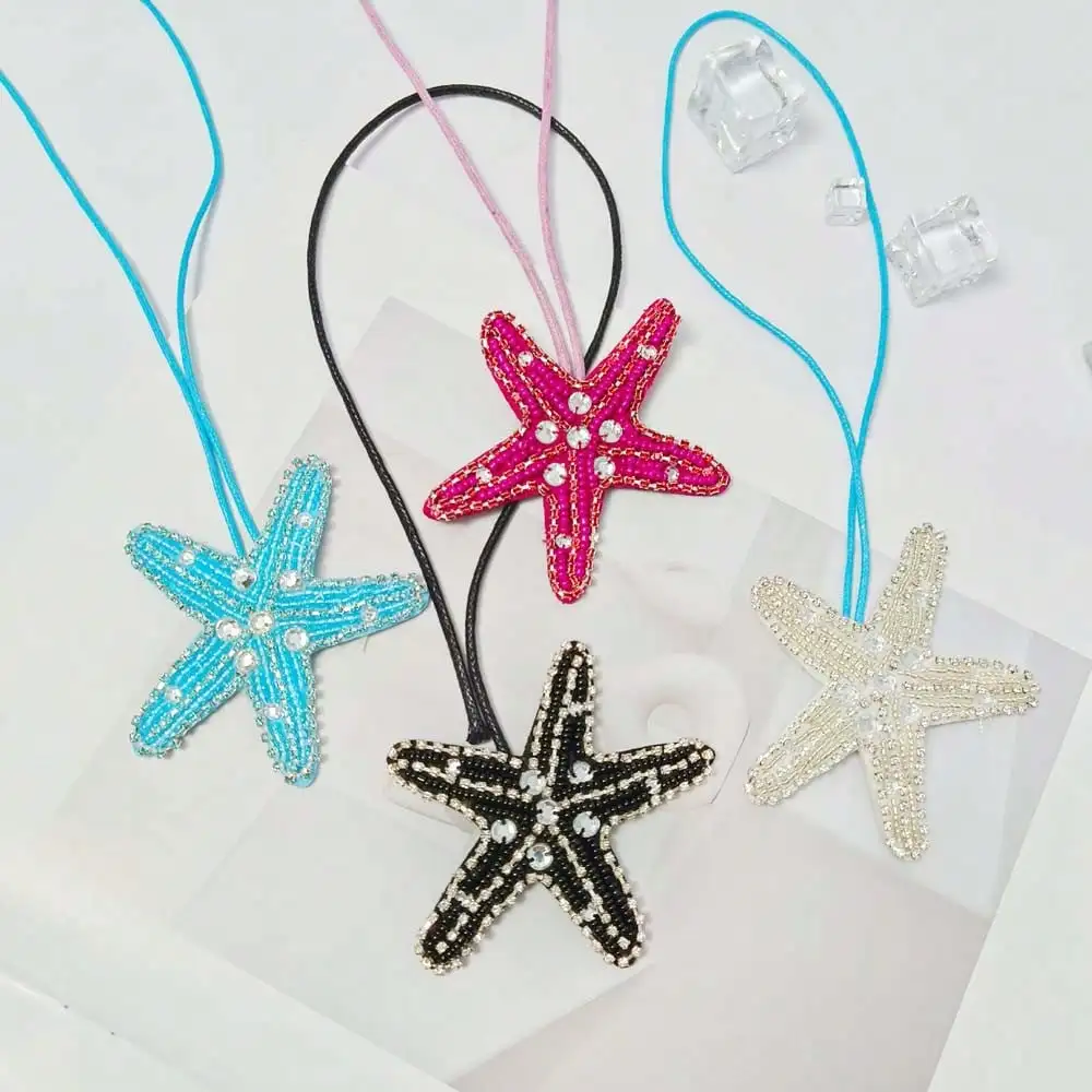 Pendentif de sac étoile de mer tissé à la main à la mode, décoration de porte-clés étoile de mer mignonne, accessoires de sac à breloques DIY