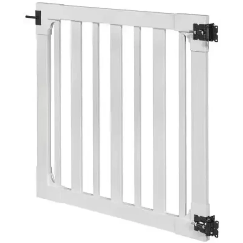 شحن سريع - البائعون الساخن. 4 أقدام ارتفاع × 4 قدم عرض (بوابة واحدة) مجموعة بوابة WamBam Sturbridge بدون حفر، بوابة سياج للفناء من الفينيل الأبيض مع، جديد