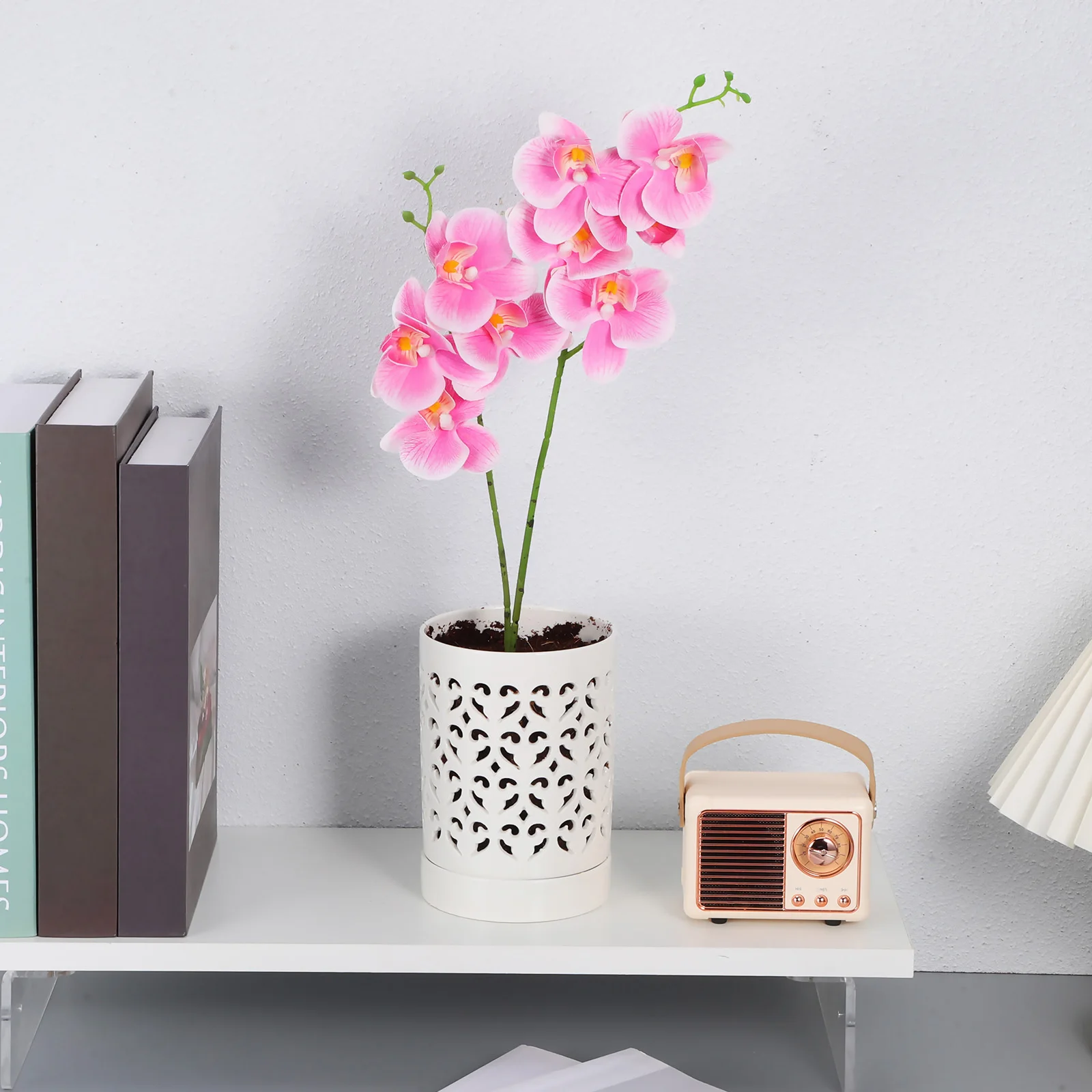 

Round Ceramic Orchid Pot Hollow Body for Circulation and Drainage Small Indoor Flower Planter Ideal for Orchid