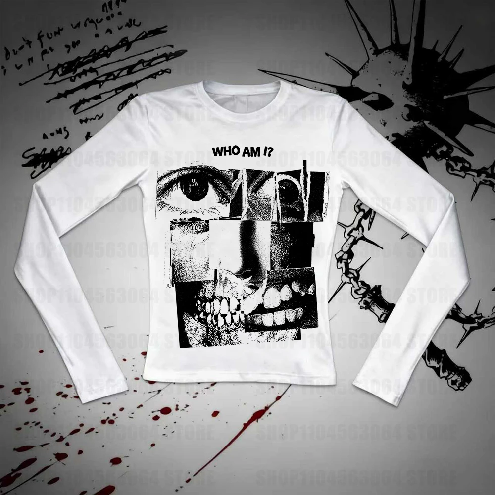 

Y2k Streetwear Trashy Long-sleeve Tees Y2k Female Clothes Gothic Letter Print Long-sleeve Tops Aethetic Punk Long-sleeve T-shirt