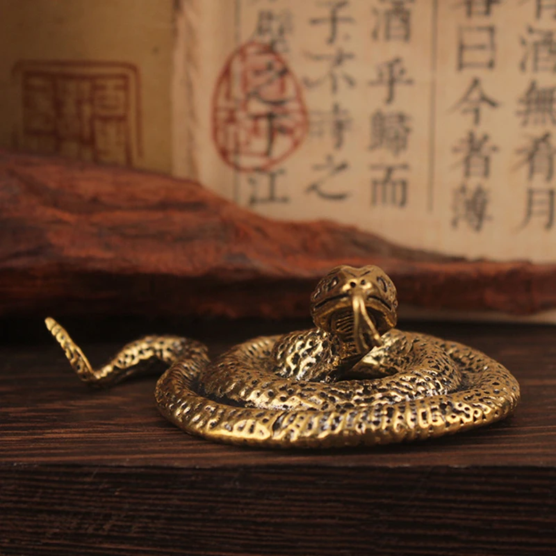 Cobre latão mini cobra antigo bronze decoração estatuetas para decoração interior ornamento de mesa cobre puro miniaturas estátua