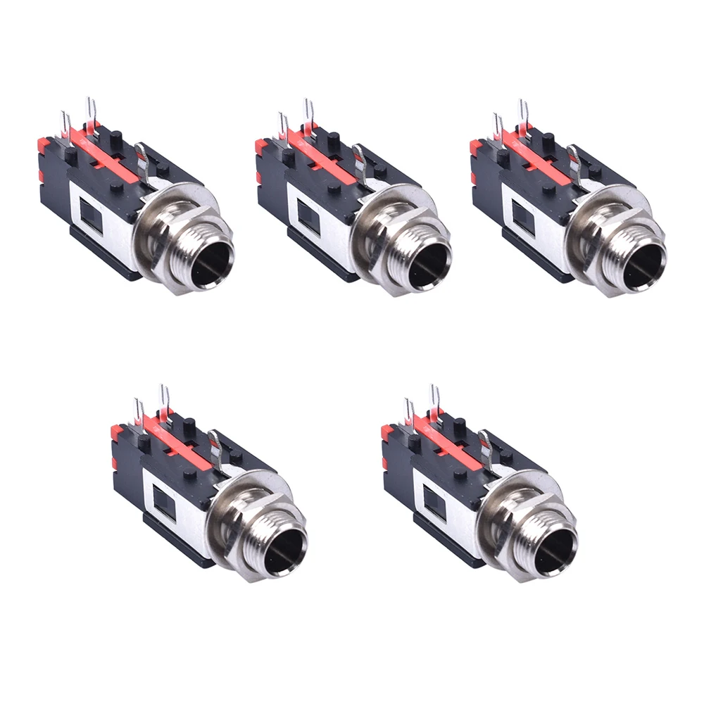 

5Pcs 6.35mm 1/4 2Pin Female Audio Dual Channel Stereo Phone Jack Connector 6.35mm Headphone Microphone Socket Connector