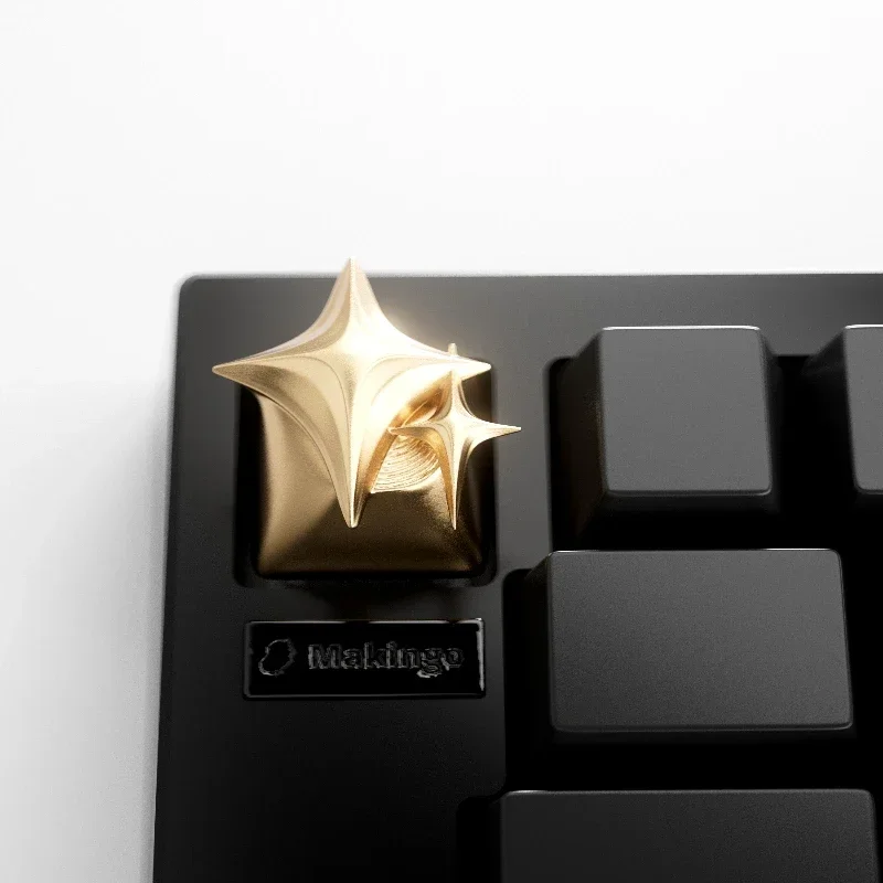 Space Star Keycaps Original Design Metal Mechanical Keyboard Keycaps Personalized Customization Gold Four Corner Star Keycaps