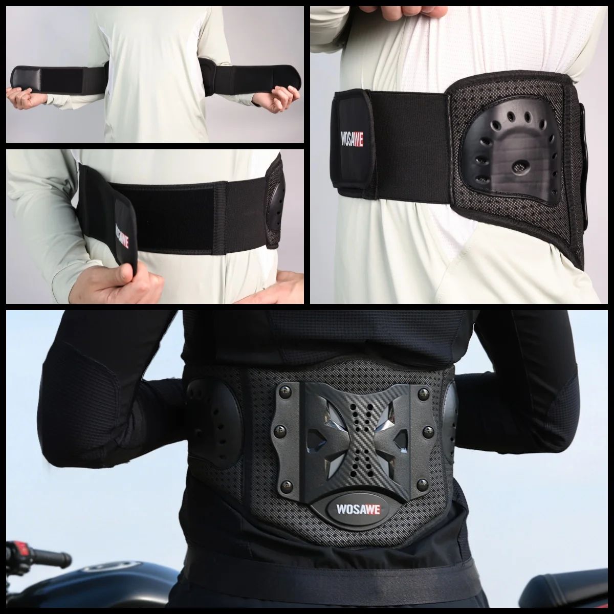 WOSAWE Adjustable Motorcycle Waist Support Belt Unisex Breathable EVA Motorbike Motocross Cycling Lumbar Kidney Support Belt view 3
