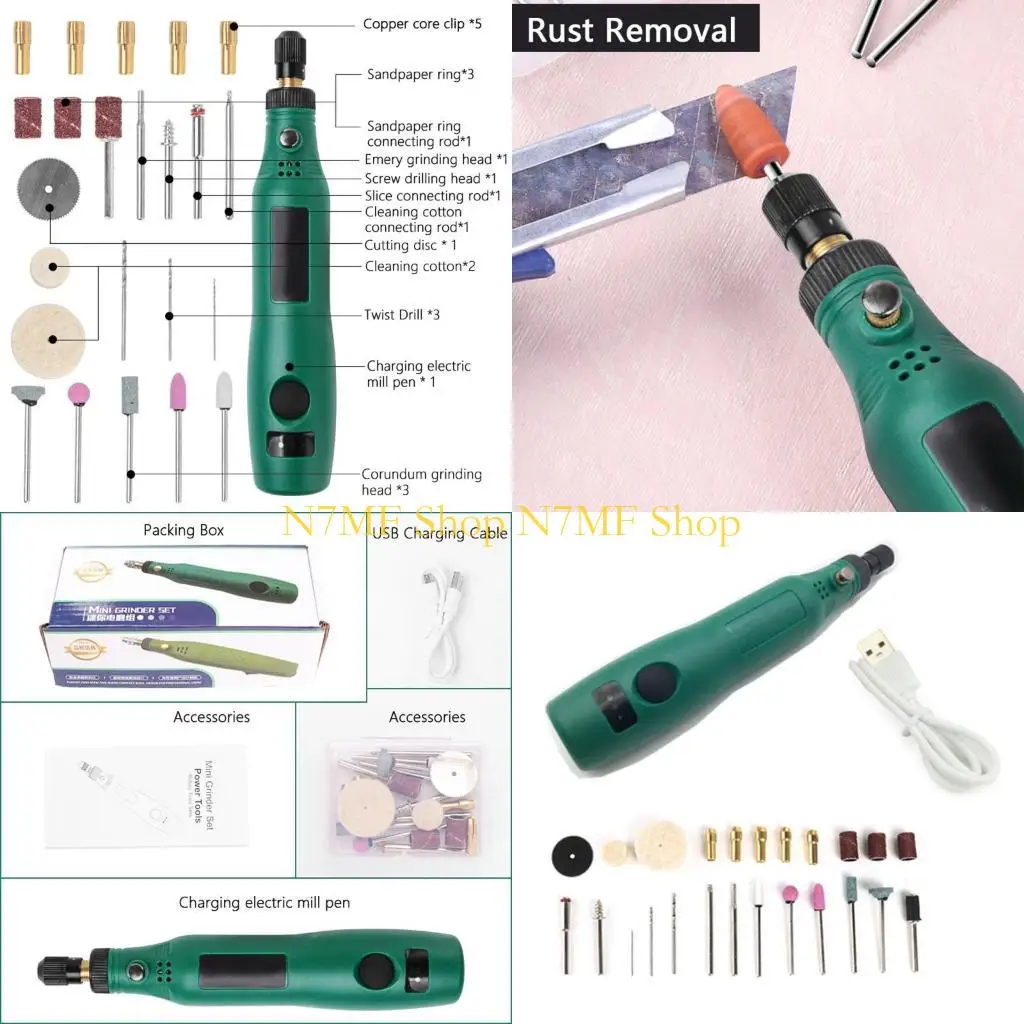 

N7MF 3,7 В комплект вращающихся аксессуаров Беспроводной вращающийся инструмент 3-скоростной и USB-зарядка Многоцелевой для DIY