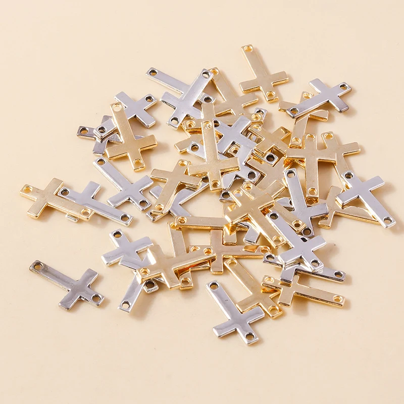 

40pcs 11x18mm Cute Gold Silver Color Alloy Cross Charms Connectors for Jewelry Making Necklaces Earrings DIY Crafts Supplies