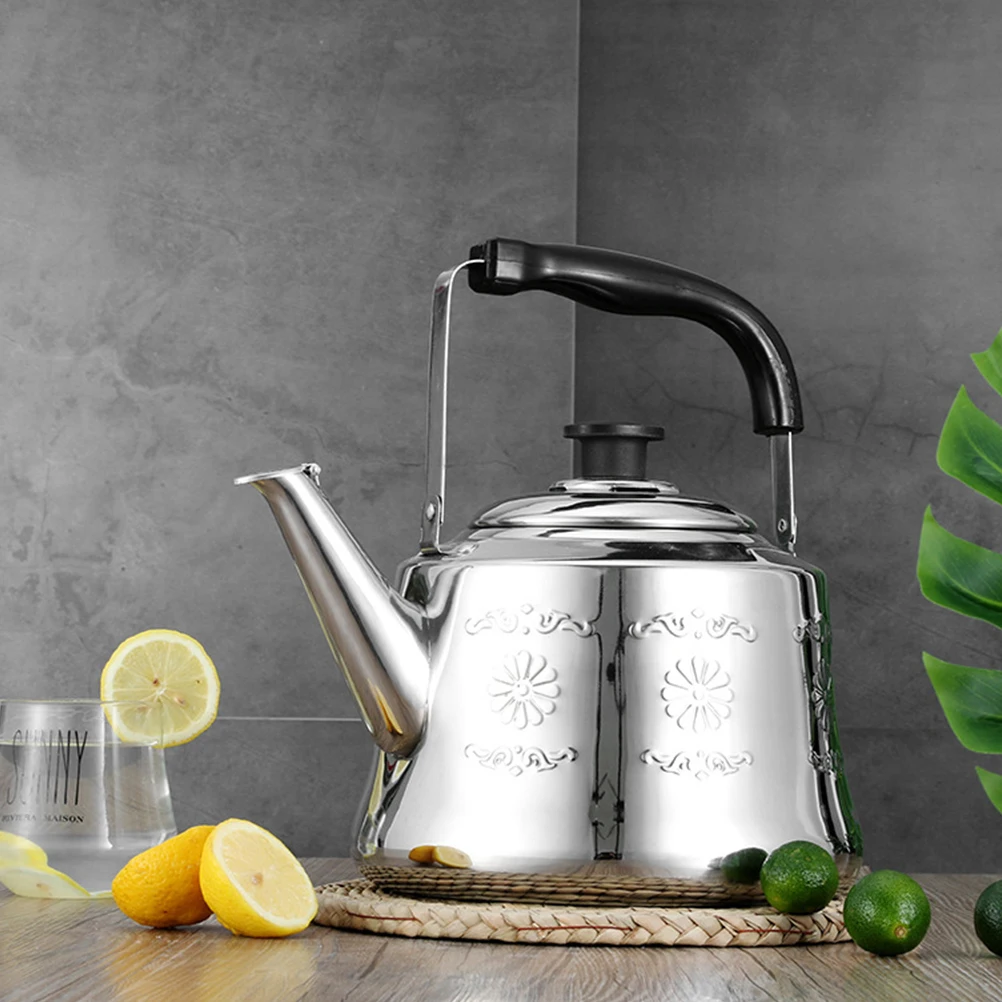 

Stainless Steel Teapot Household Whistling Kettle Camping Stove Dispensers Wear Resistant Stovetop Kitchen Water Boiling Daily
