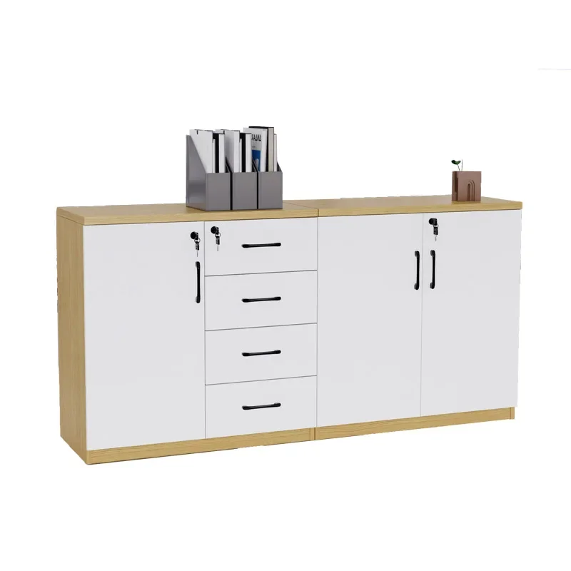 Office low cabinet, file storage data floor cabinet with lock, drawer, edge storage cabinet