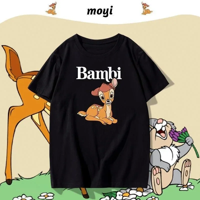 

2025 Little Bambi T-shirt Short Sleeved Women's Summer 2025 New Men's and Women's Loose Student Versatile T-shirt