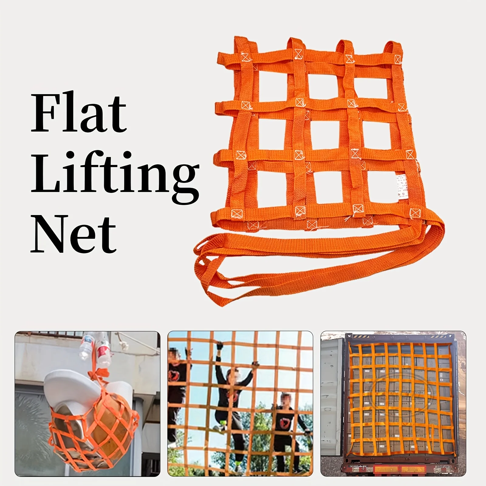 

Foldable Cargo Hanging Net Flat Lifting Net with Break-Resistant Polyester Sling for Hoist Camping Durable Orange Mesh Design