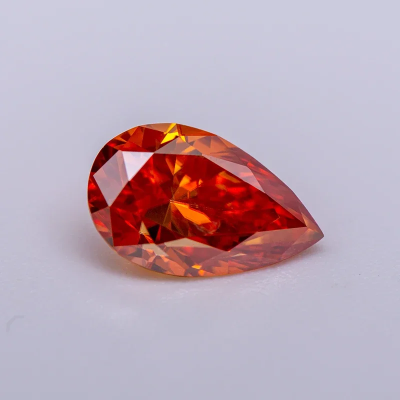 

Moissanite Loose Stone Orange Colour Pear Cut Lab Created Diamond Advanced Jewelry Making Materials with GRA Certificate