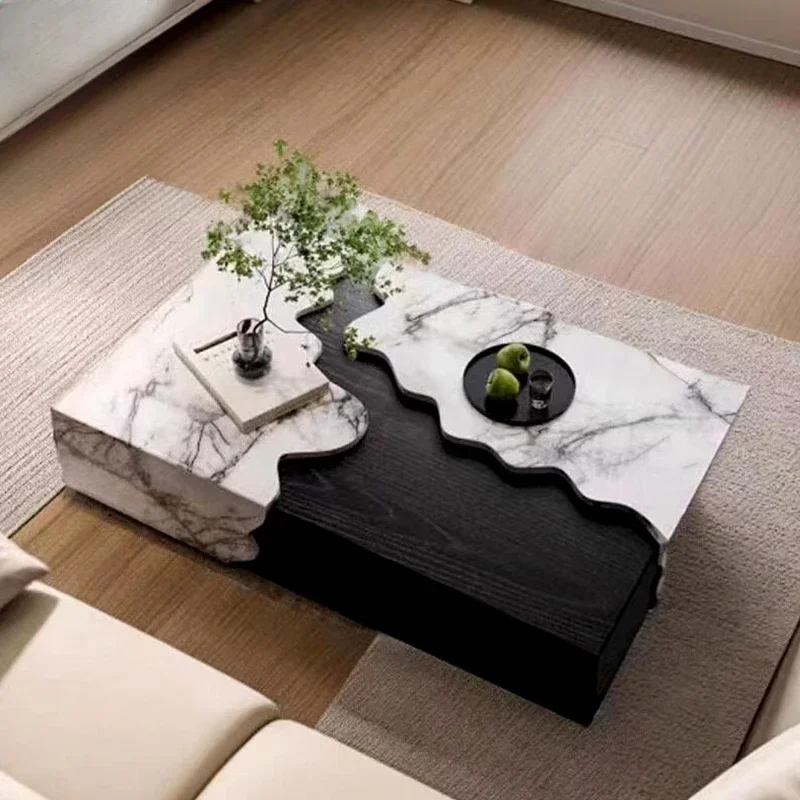 

Italian simple new marble coffee table size apartment high sense modern minimalism