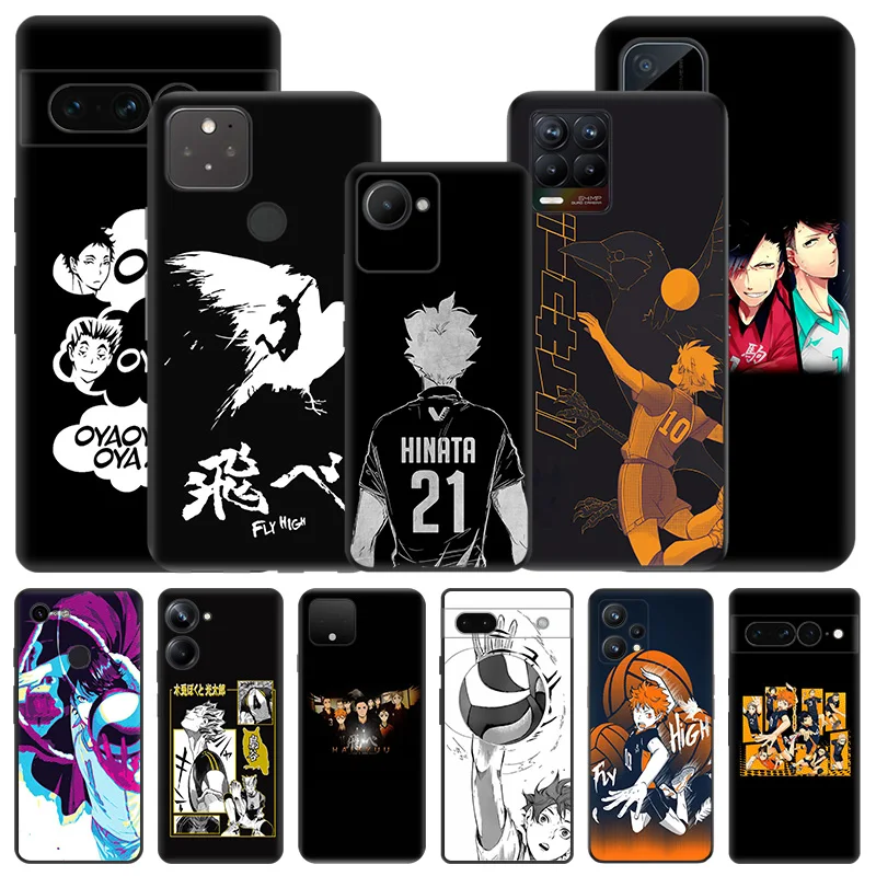 Soft Phone Cases For Pixel 8a 7a 6a 7 6 8 Cartoon Haikyuu Hinata Honor X8b X9b X7b 70 90 X6 X7 X8 X9 A Magic5 Black Matte Cover