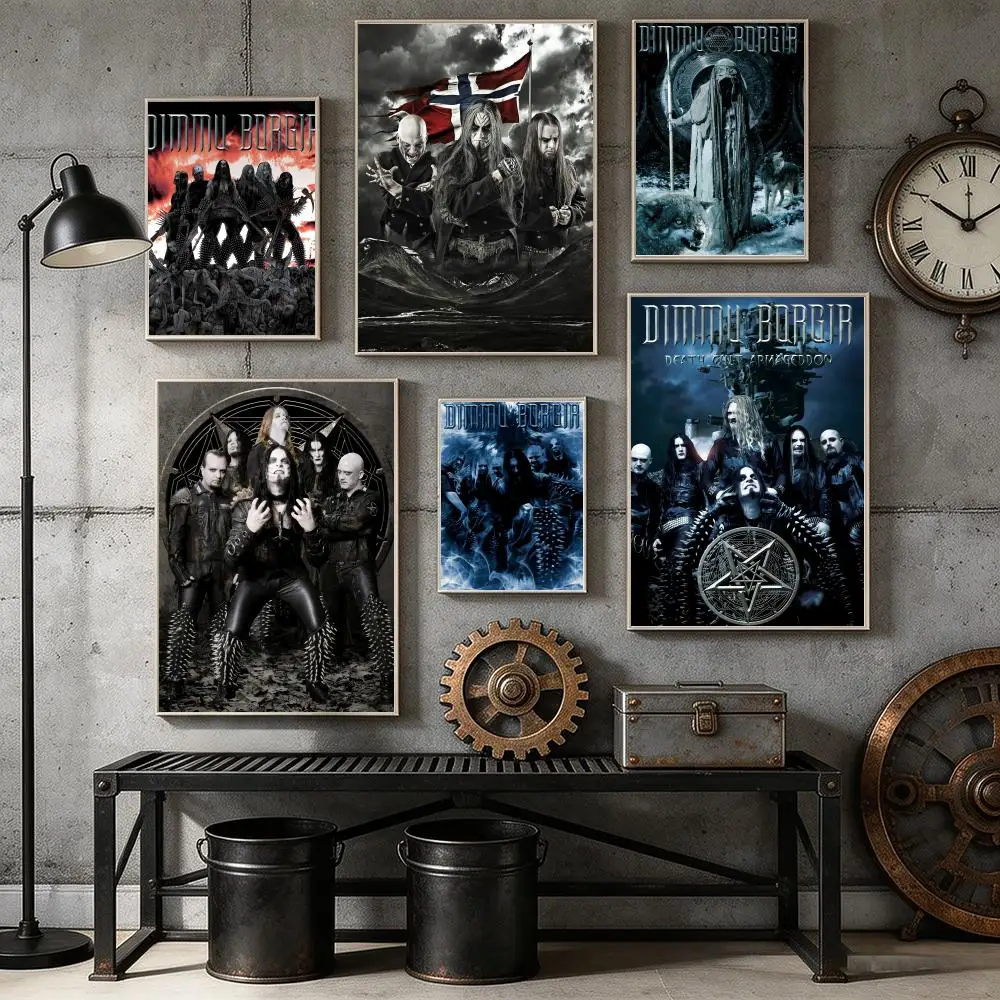 Black Metal Band D-Dimmu Borgir Poster Home Bar Wall Art Sticker Waterproof Self-Adhesive Mural for Living Room Bedroom Decor