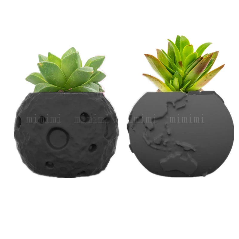 Spherical Silicone Mold Concrete Planter Making Planet Style Moon Earth Design Epoxy Cement Clay Mould