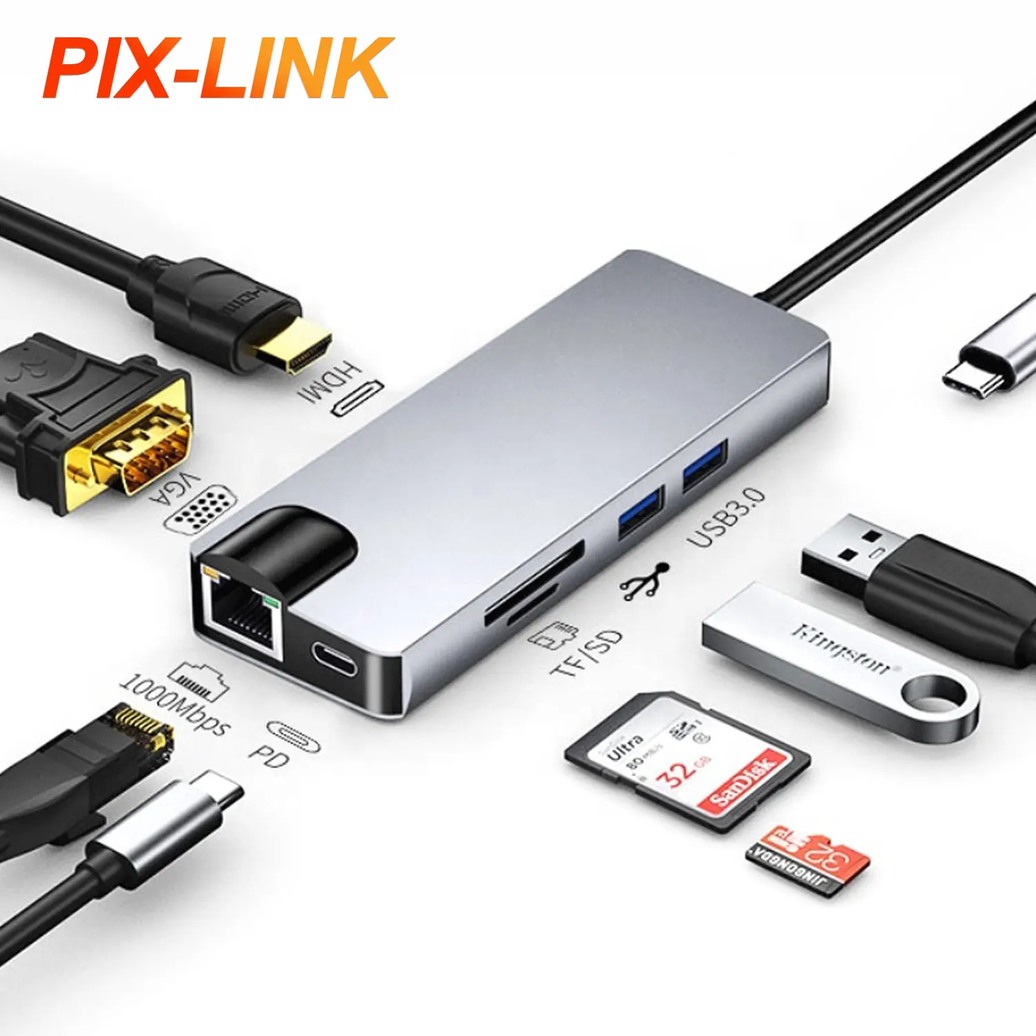 

usb type-c hub type c docking station USB HUB with hd-mi+usb3.0+pd power delivery charger