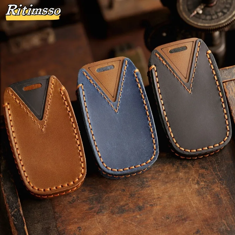 Leather Car Key Case Cover for Dodge RAM 1500 2500 3500 4500 5500 TRX Pickup 2019 2020 2021 2022 Chrysler Jeep Grand Cherokee