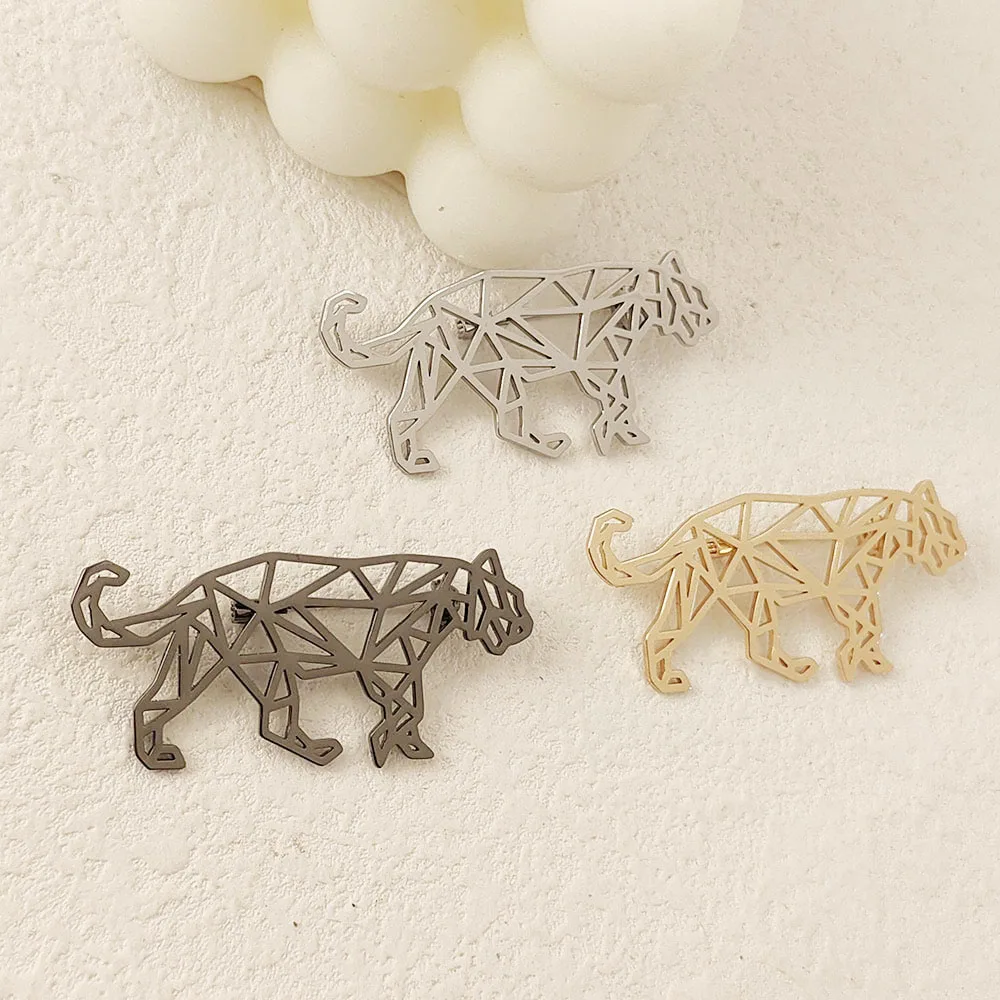 

Luxury Trendy Animal Cheetah Brooch Leopard Stainless Steel Brooches for Women Pins Beast Punk Jewelry Accessories Gifts