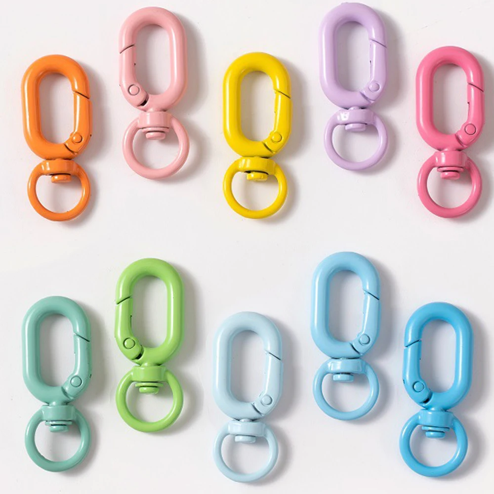5 Stück bunte Karabinerverschlüsse aus Metall, drehbare Schlüsselbänder, Auslöserband mit Schlüsselring, DIY-Zubehör für Taschen, Schlüsselanhänger, Anschluss