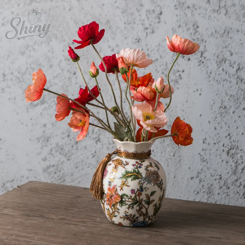 

Retro Ceramic Vase Creative Lucky Bag Model New Chinese Decorations Living Room Table Desktop Small Vase Ornaments