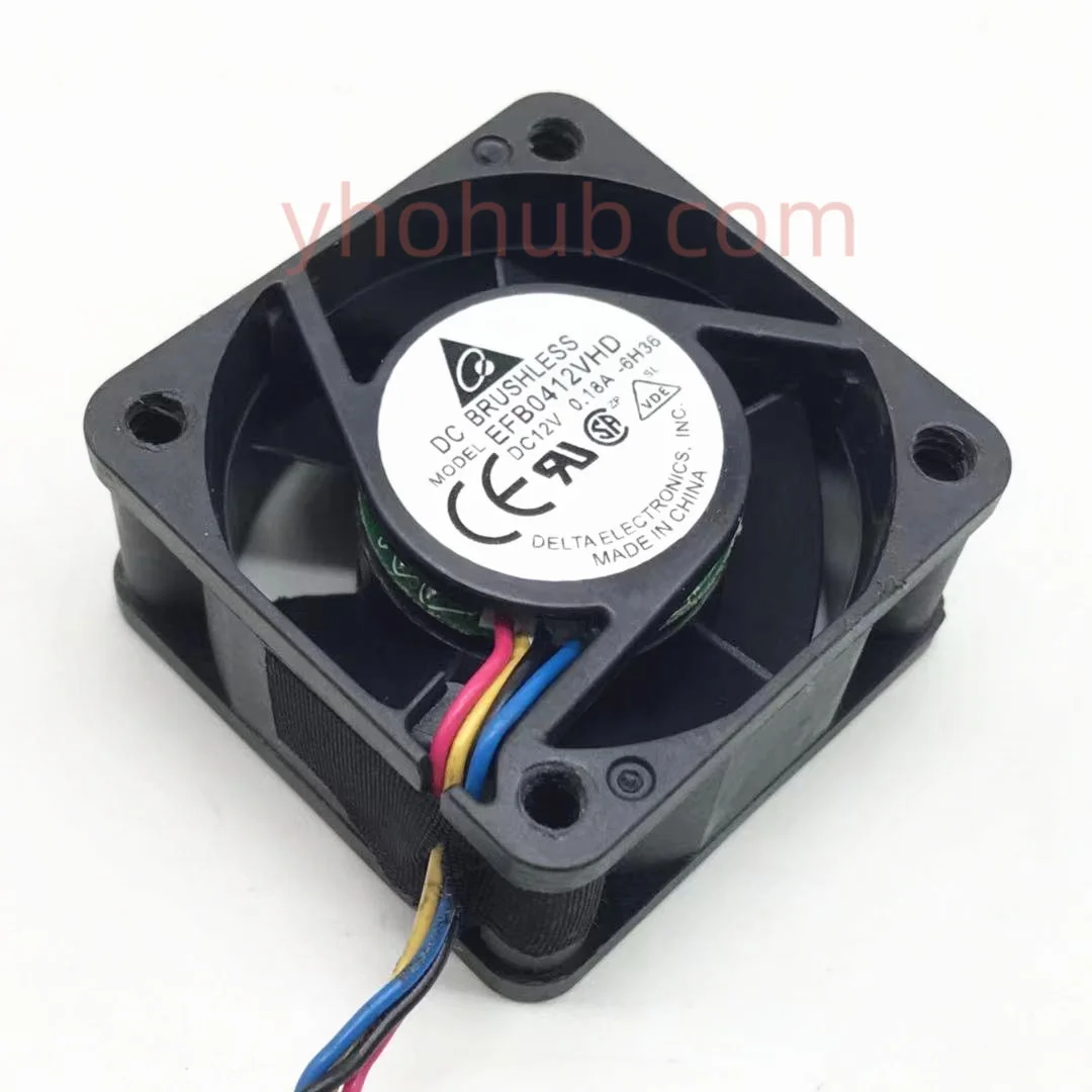 Delta Electronics EFB0412VHD 6H36 DC 12V 0.18A 40x40x20mm 4-Wire Server Cooling Fan