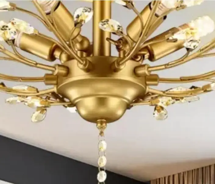 

American Retro Flower Branch Crystal Ceiling Lights Living Room Dining Room Cafe Bedroom Simple Creative Light
