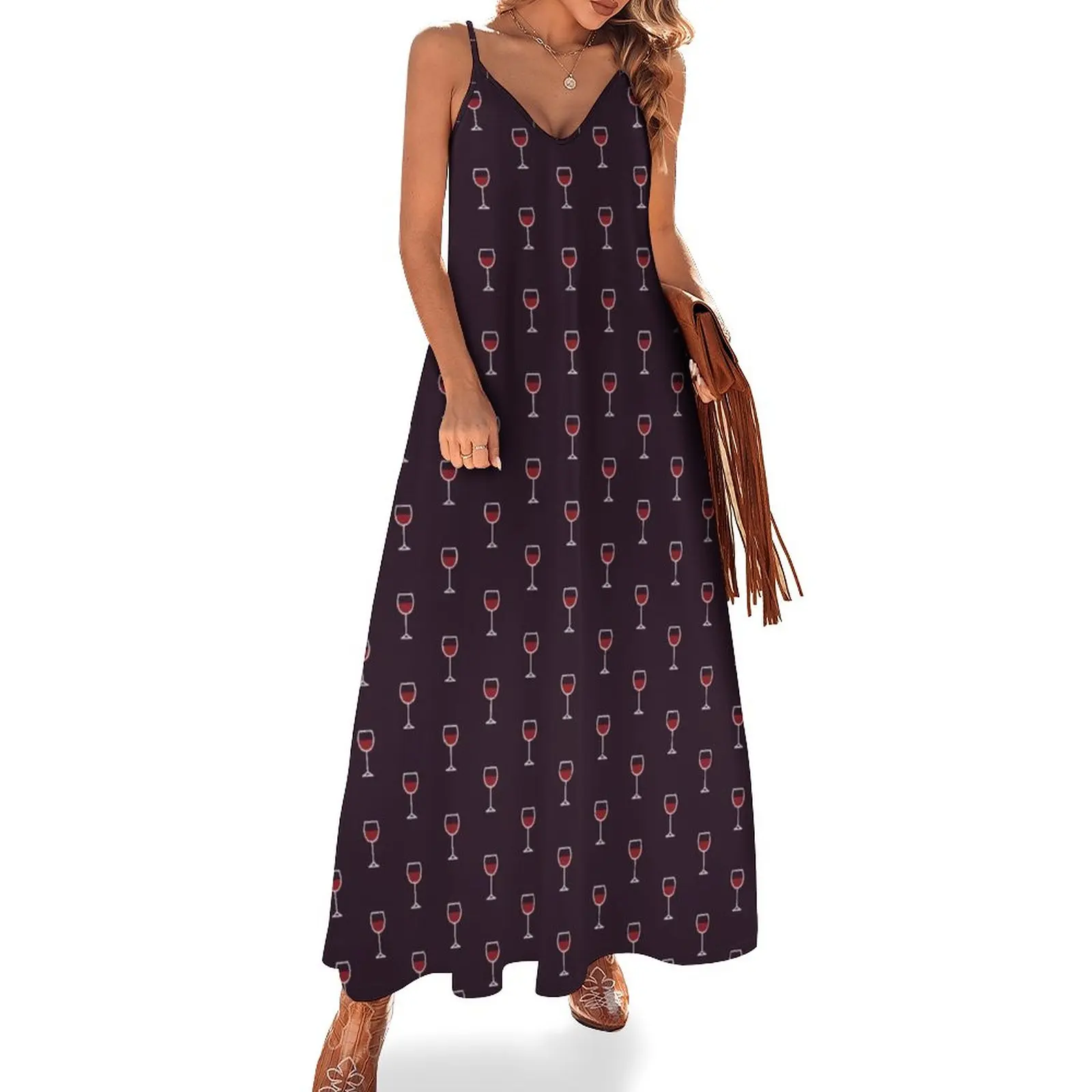 

Wine - Icon Prints: Drinks Series Sleeveless Dress cocktail dresses Women's evening dress