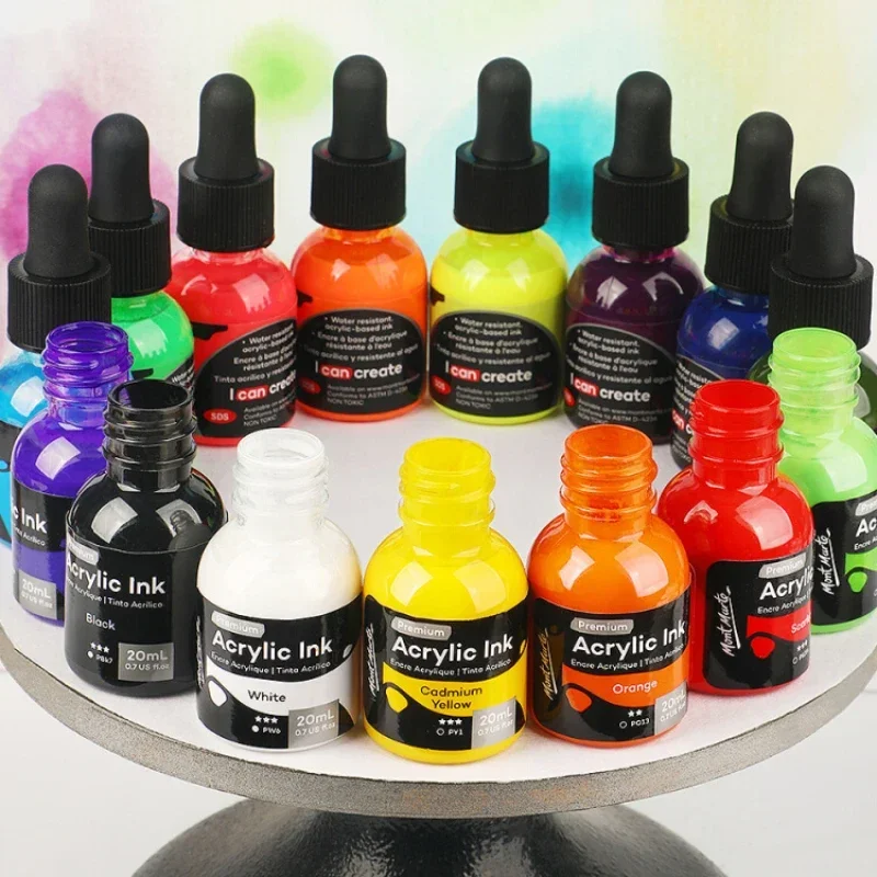 6/12 Color Liquid Acrylic Ink Set 20ML Waterproof Hook Line Fluid Painting High-gloss Hand-painted DIY Graffiti Watercolor Paint