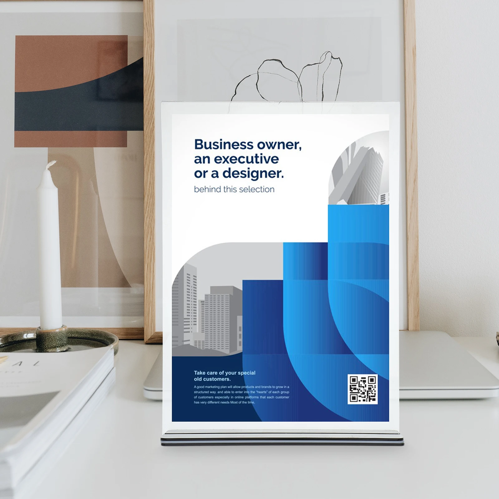 T-shaped Display Sign Clear Tabletop Holder Booth Store Small Office