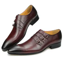 Zapatos de cuero informales para hombre, mocasines de diseñador de estilo italiano, zapatos de oficina de negocios, zapatos de cuero genuino con punta estrecha