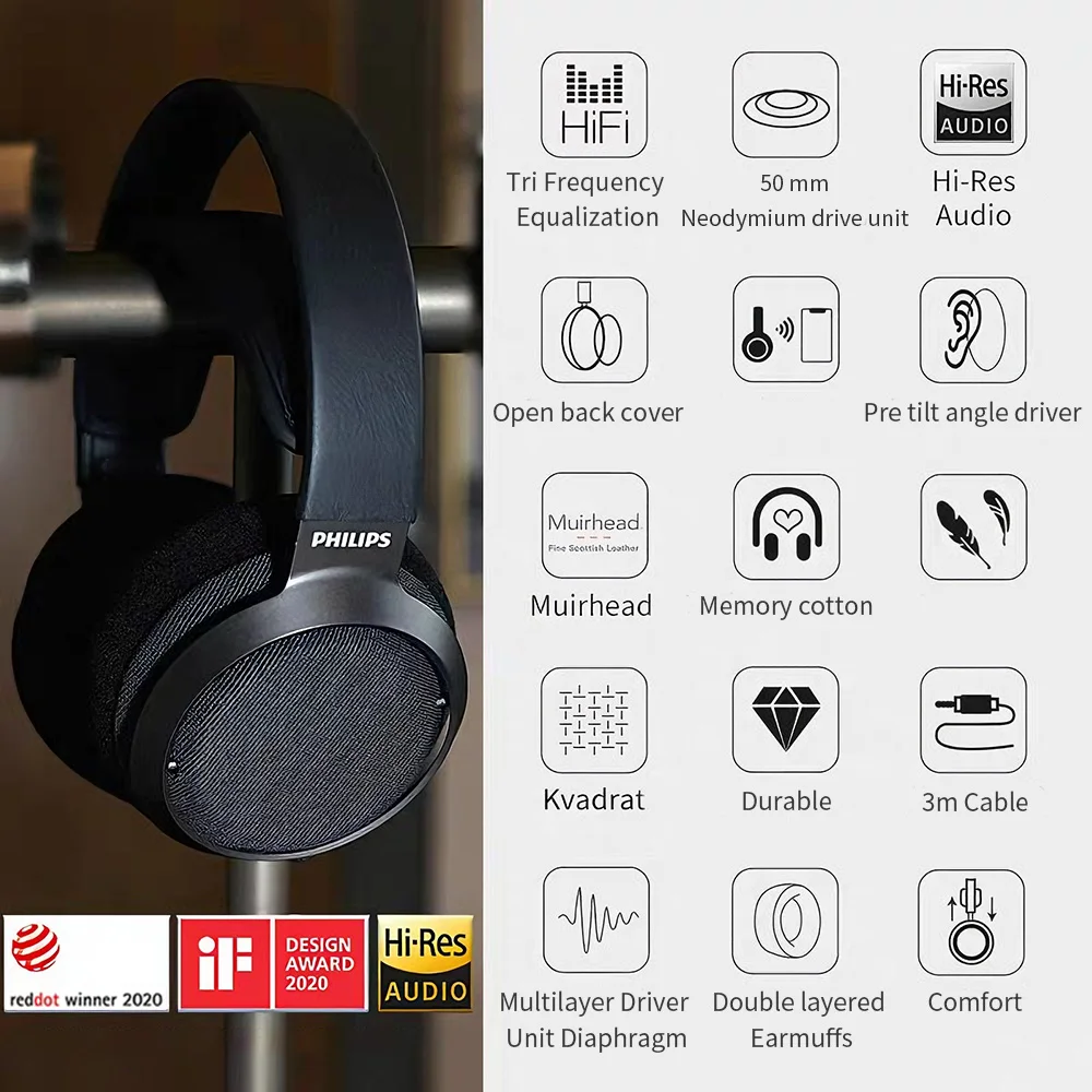 Philips Fidelio X3 Wired HiFi Headphones 3.5mm Black