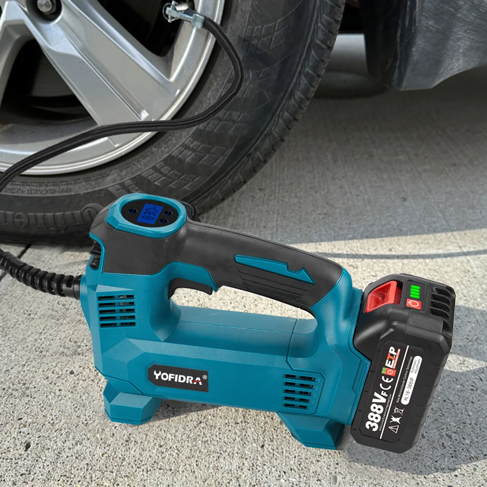 Cordless Electric Air Pump with Digital Display Rechargeable Car Tire Electric Inflator Pneumatic Tool for Makitas 18V Battery