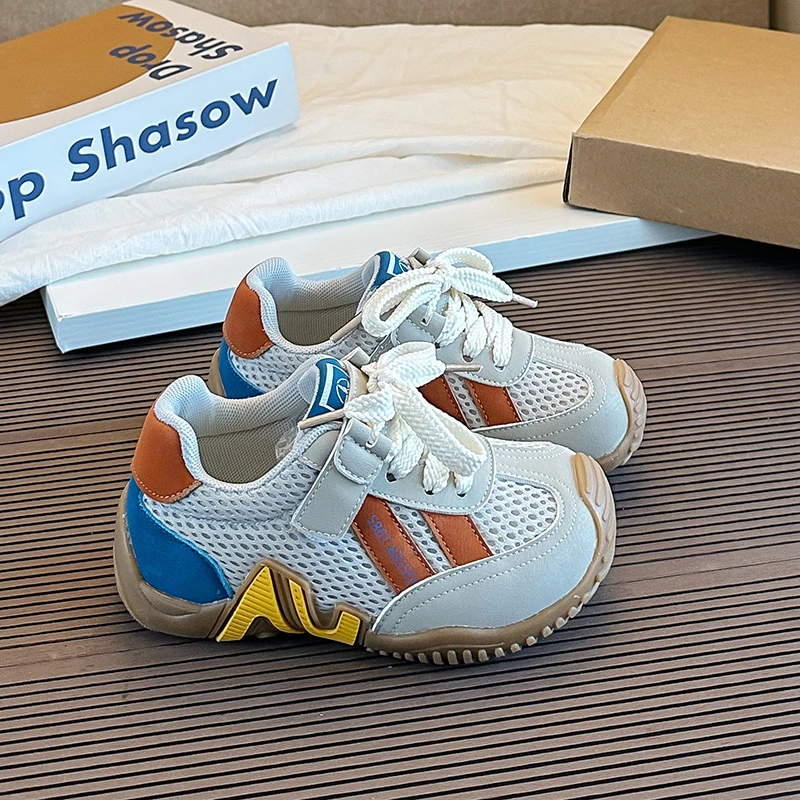 

Kids'Casual Shoes Outdoor Walking Sneakers PU Leather Flat shoes Spring Shoes For Children Anti-slip Breathable Mesh Soft Shoes