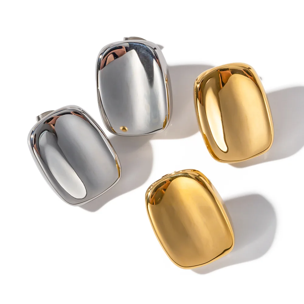 

Stainless Steel PVD 18K Gold Plated Tarnish Waterproof Square Beads Stud Earrings For Woman Jewelry Wholesale Trendy