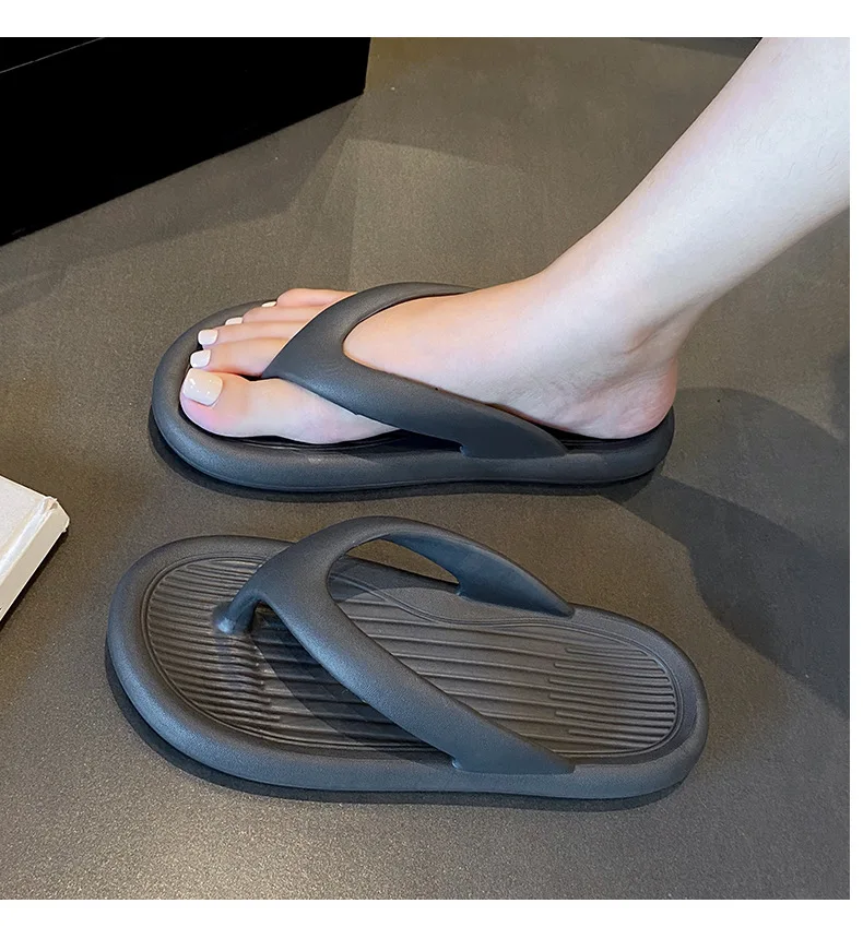 Evshine Damen-Sommer-Flip-Flops, Outdoor-Mode, rutschfeste Strand-Hausschuhe, bequem, weicher Boden, Damen-Sandalen, Haus-Badezimmer-Rutschen – Detail 24