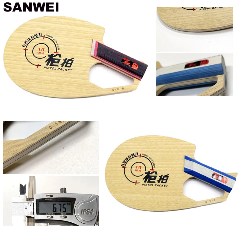 SANWEI Q10-B Q10-Z Table Tennis Blade 91g Special-shaped 5 Wood 2 Carbon Counterdrive Shake-Hand Grip Ping Pong Bat for Player