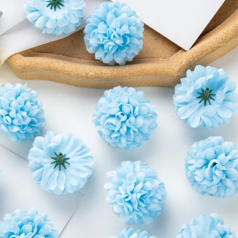 50 Stück künstliche Hortensien für Hochzeit, Garten, Heimdekoration, Weihnachtsfeier, DIY-Süßigkeitsschachtel, Sammelalbum, rosa Kugel, Chrysantheme – Detail 14