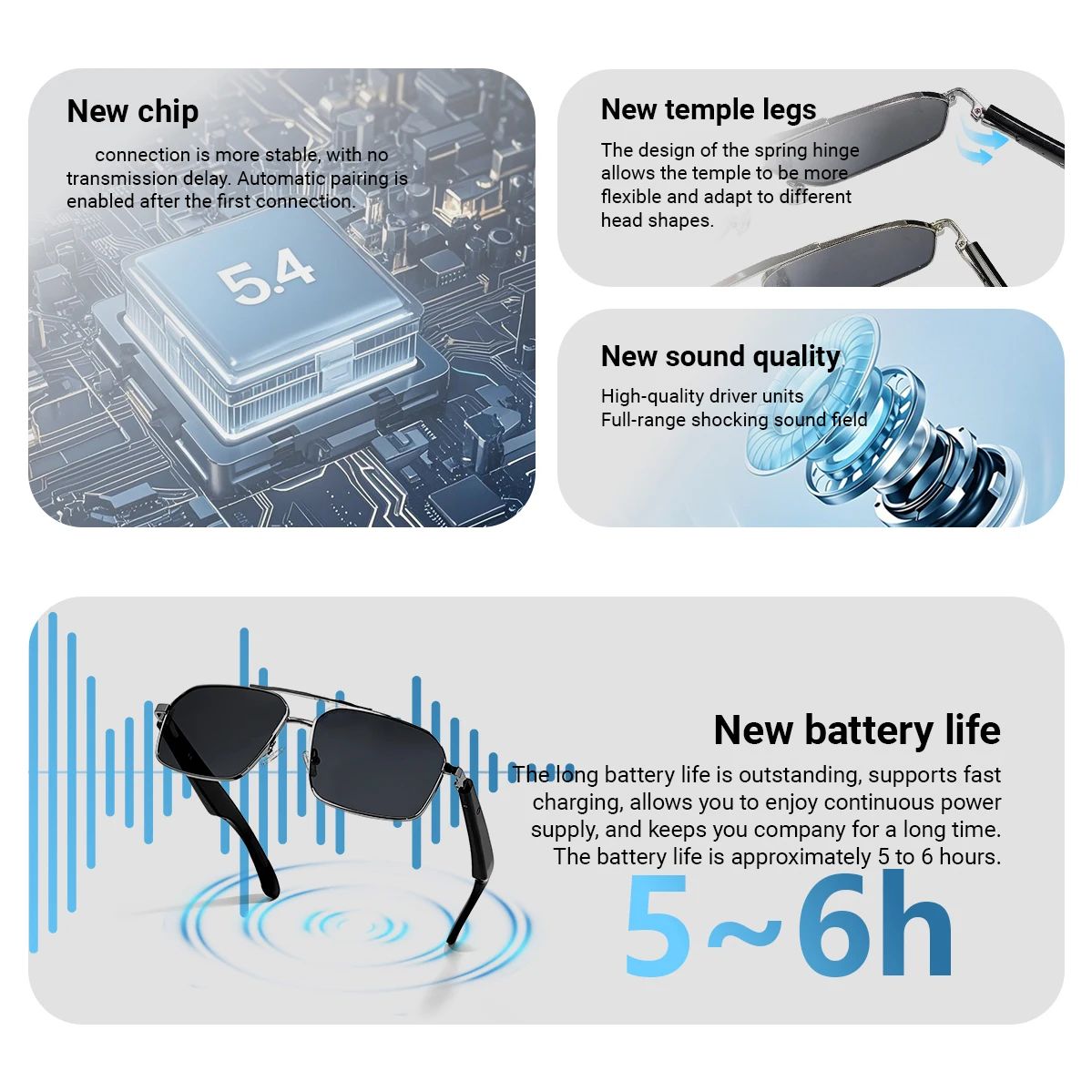 نظارات صوتية ذكية KOIPSSE مع وظيفة ترجمة الذكاء الاصطناعي، ألوان متعددة للاختيار من بينها لتشغيل الموسيقى والمكالمات #6