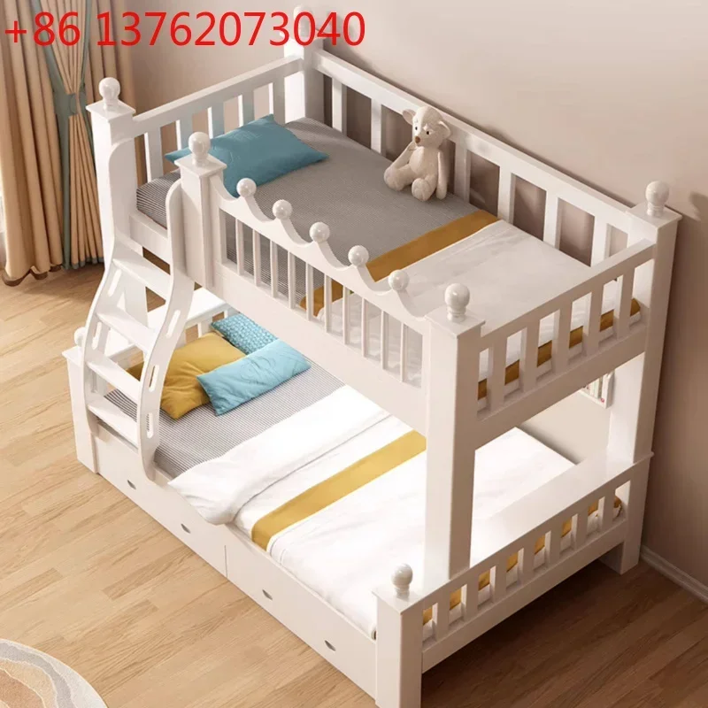 white wooden bunk bed minimalist modern cream wind kids bed Multifunctional comfortable mobili per la casa saldi room furniture