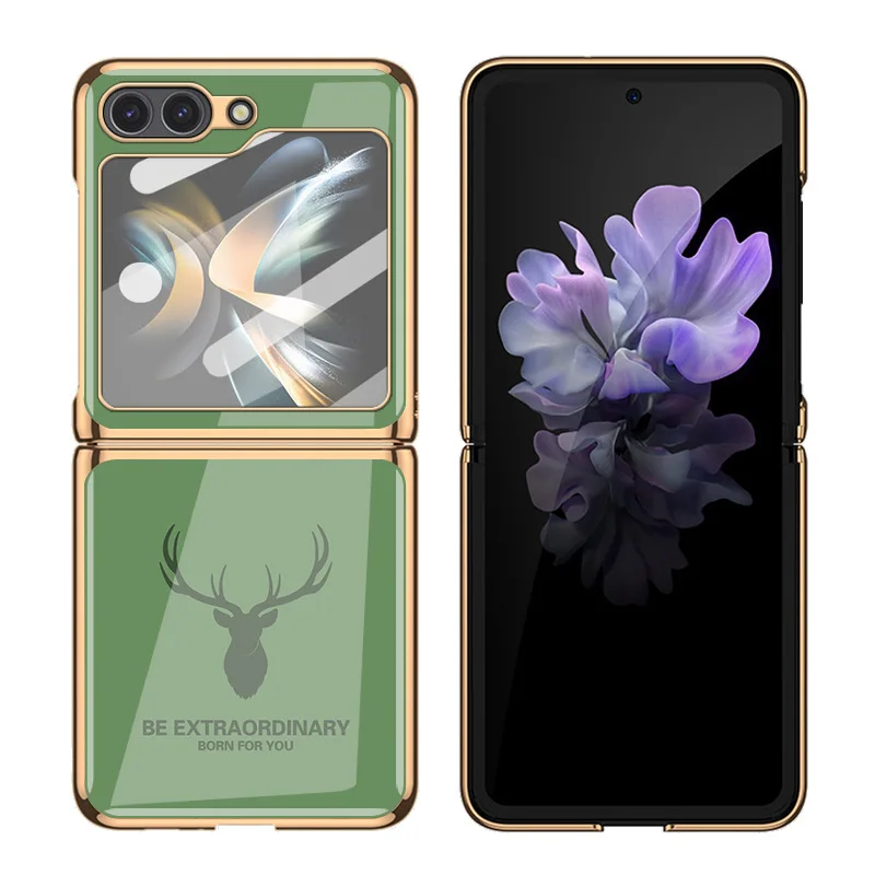 حافظة هاتف من الزجاج المقسى لهاتف سامسونج ، حافظة أنيقة مضادة للصدمات لهاتف جالاكسي Z Flip 5 ، فاخر ، 4