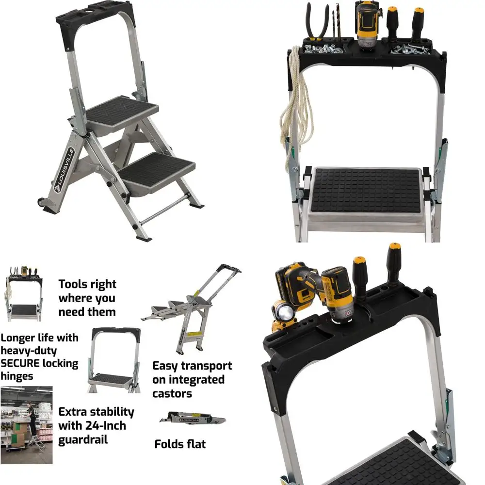 Escalera de extensión multiposición de 11 pies con bandeja extraíble y estabilizador, capacidad de carga de 330 lb
