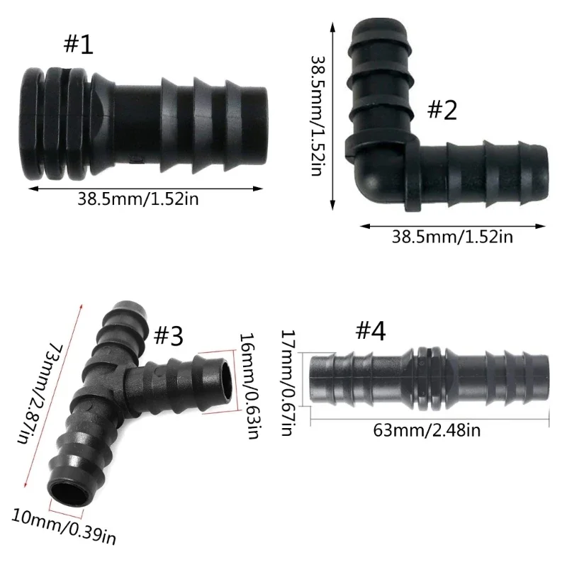 Kits accesorios púas para riego por goteo, 8 Uds., para tubos pulgadas, conectores púas 16MM, conector