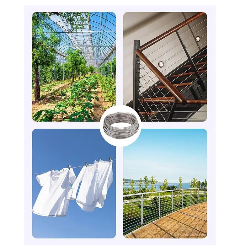 A67P-30M 2Mm Wire Rope,Stainless Steel Garden Wire,With Turnbuckle Wire Tensioner,For Climbing Plants,Fence,String Lights