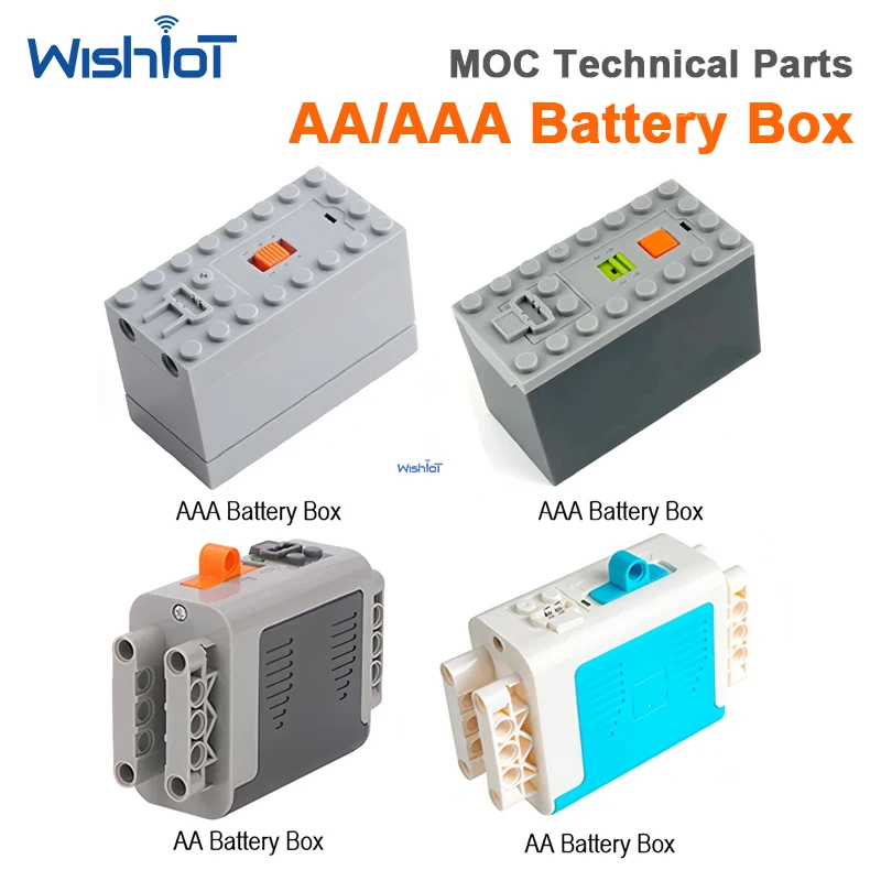 MOC Rechargeable AA/AAA/Lithium Battery Box Multi-function Power Up Tool Car Train Motor Speed Adjust Control Building Blocks