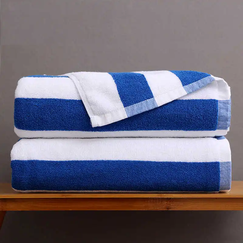 

Luxury Cotton Bath Towel For Adult 80x150cm Heavy 650g Blue White Striped Terry Beach Towels Sport Gym Washcloth Travel Bathroom