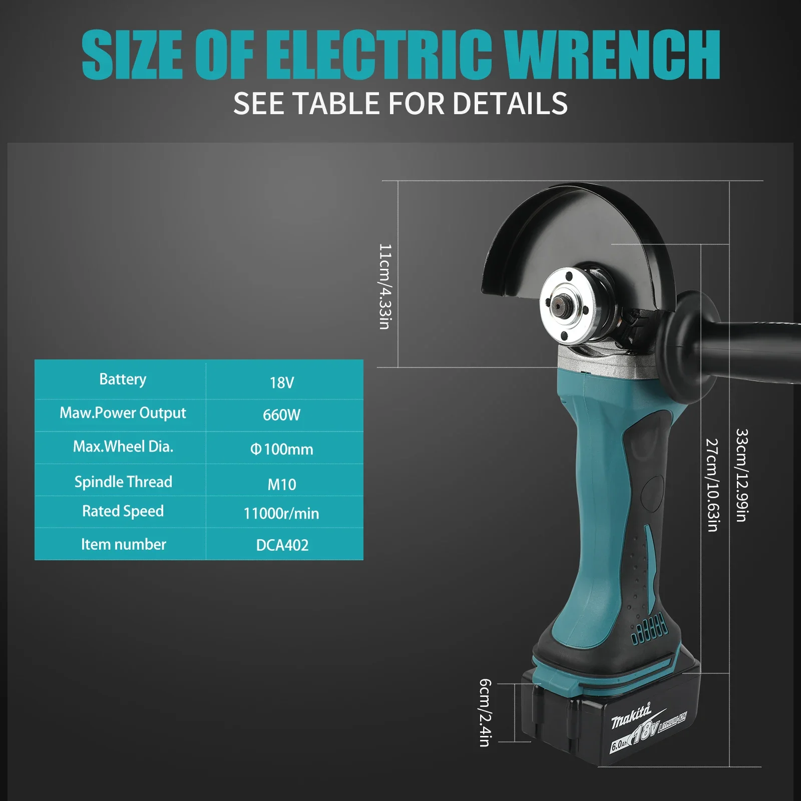 DCA402 100mm Brushless Electric Angle Grinder Rechargeable Cutting Machine High Power Polishing Machine For Makita 18V Battery