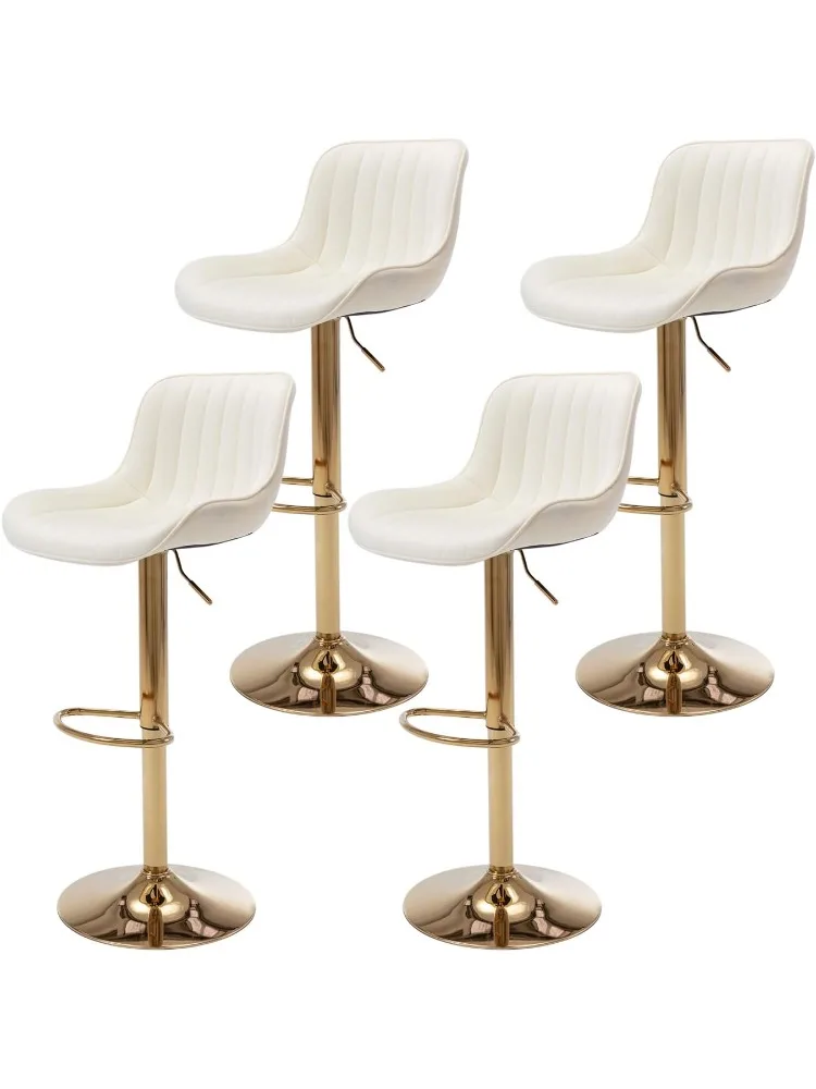 

Набор из 4 барных стульев, поворотные барные стулья со спинкой, современные золотые кухонные островные табуреты для бара для завтрака, подлокотников