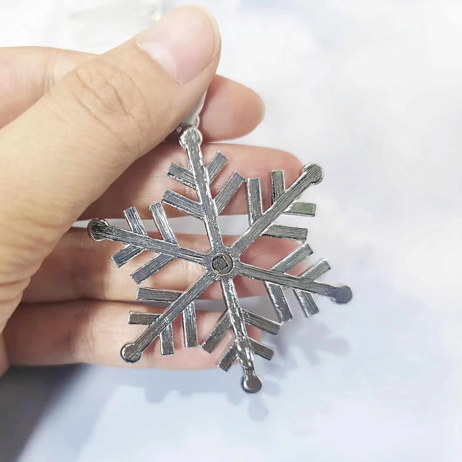 زخرفة صور مخصصة لشجرة عيد الميلاد زخرفة عيد الميلاد الشخصية مع صورة ندفة الثلج قلادة الإسقاط هدية تذكارية #6