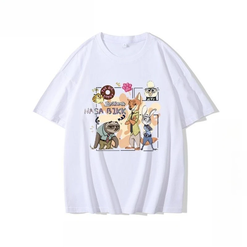 

Новинка Disney 2026 ZOOTOPIA2 Ник Фокс Джуди, женская футболка с графическим принтом, свободная мода, большие размеры, с коротким рукавом