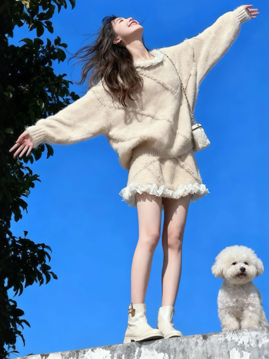 

Мягкий вязаный комплект: свитер и юбка. Милый зимний наряд. Удобная юбка с высокой талией. Длинный вязаный свитер с круглым вырезом. Код товара: Dr.